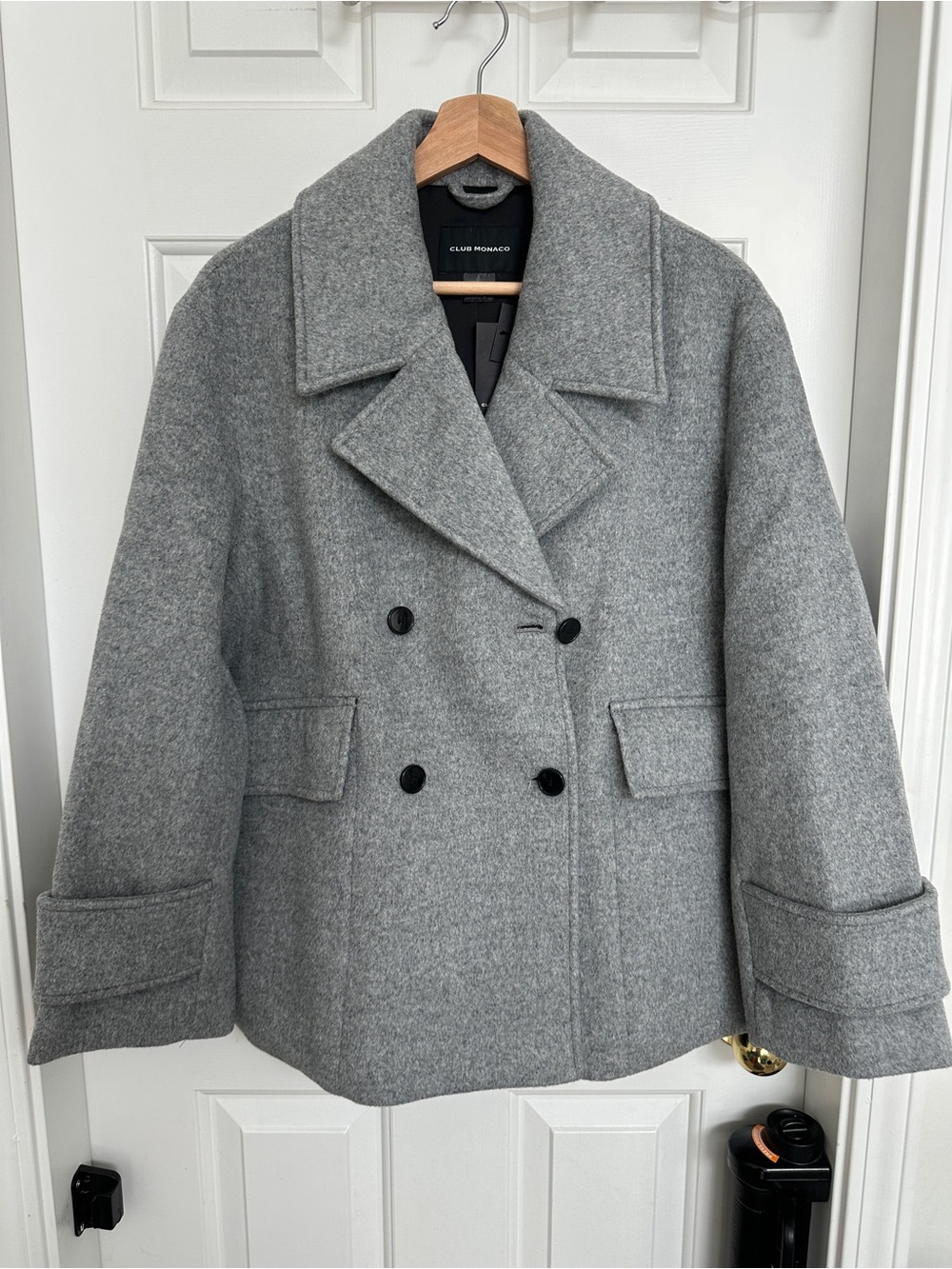Club Monaco Gray Double-Breasted Wool Peacoat - M - NWT